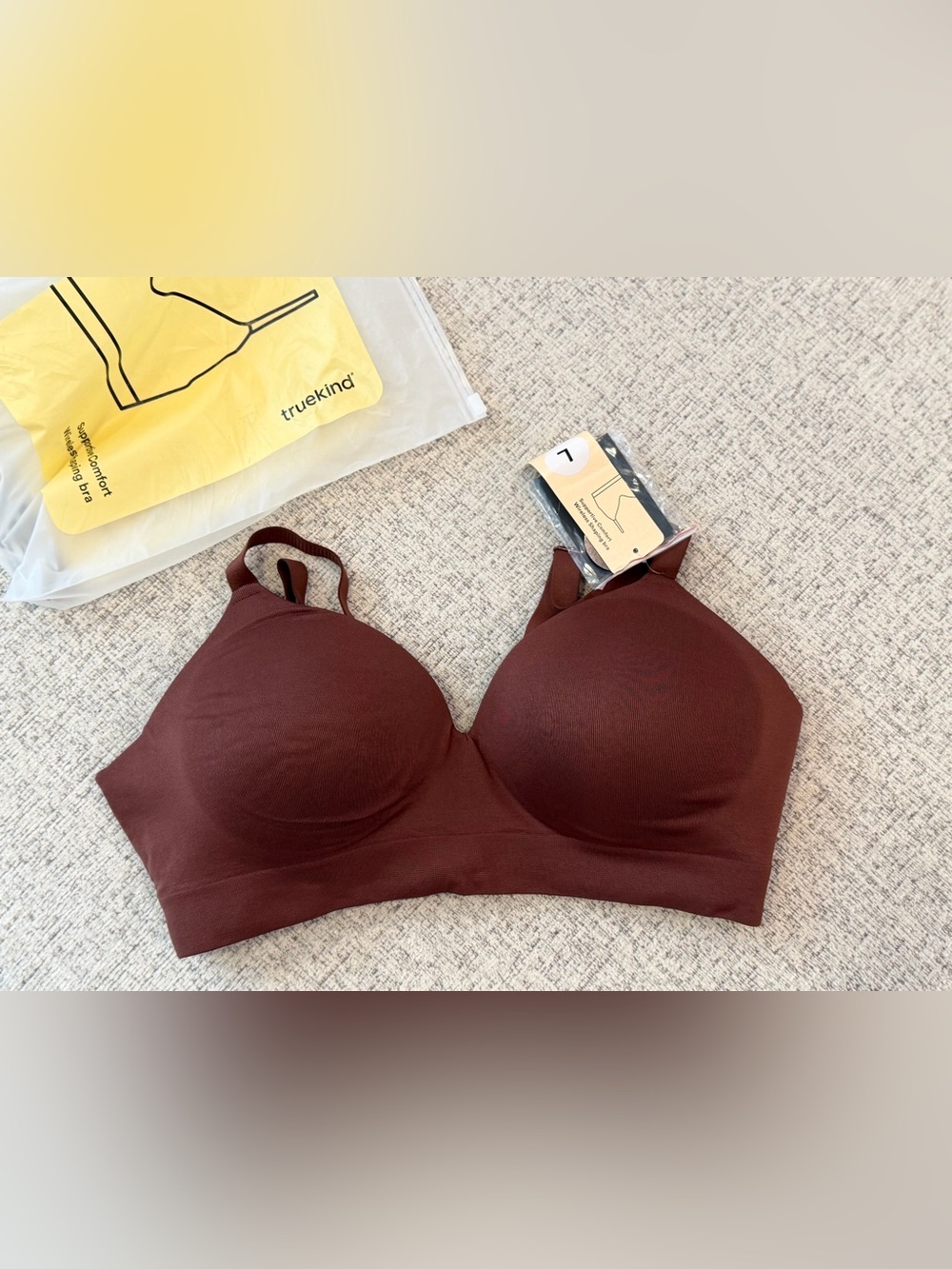 Truekind Supportive Comfort Wireless Shaping Bra Seamless Brown Size L New